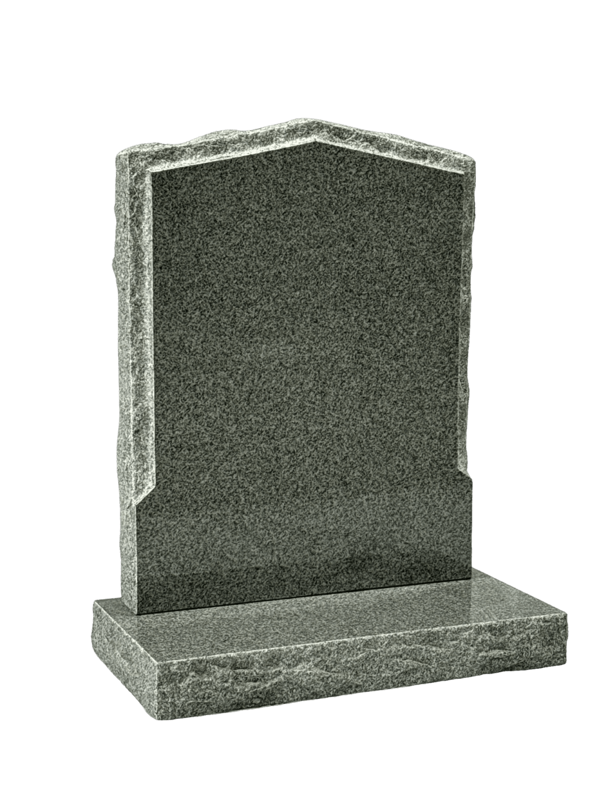 peon top headstone with rustic back & sides – karin grey granite